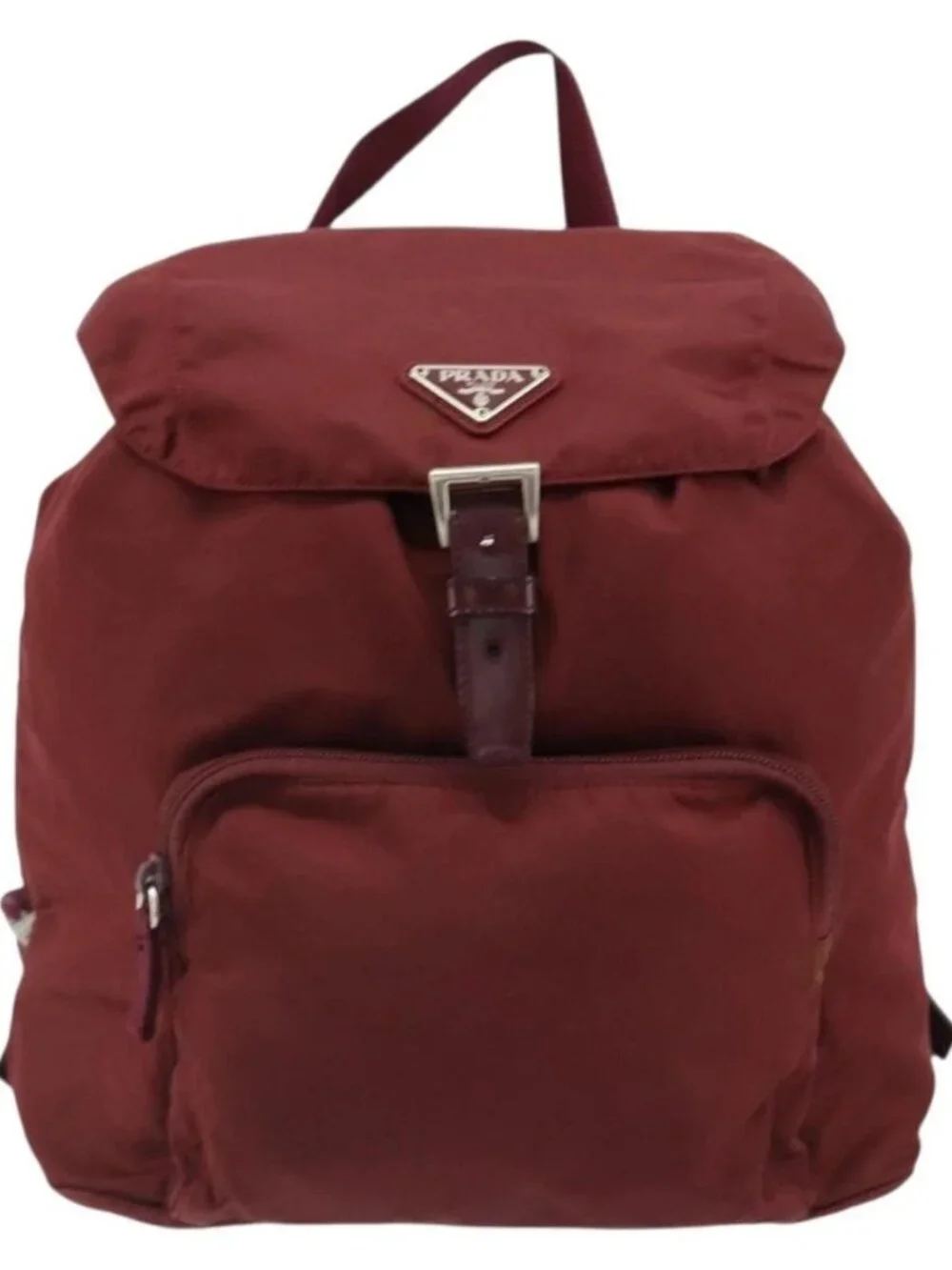 PRADA Backpack Nylon Red Silver Auth ti3983A